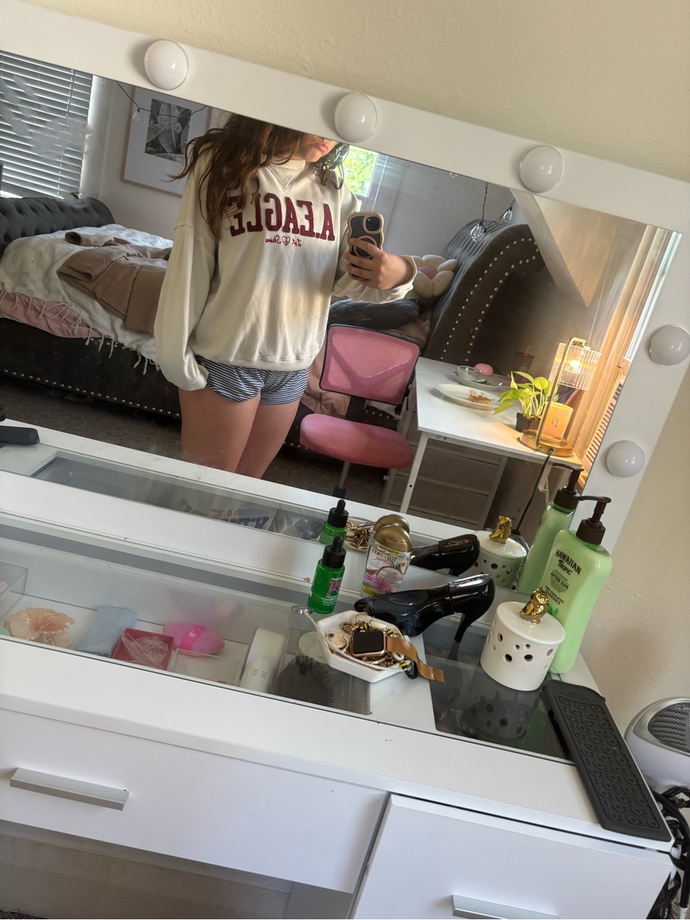American Eagle Outfitters Cream Waffle-Knit Pullover